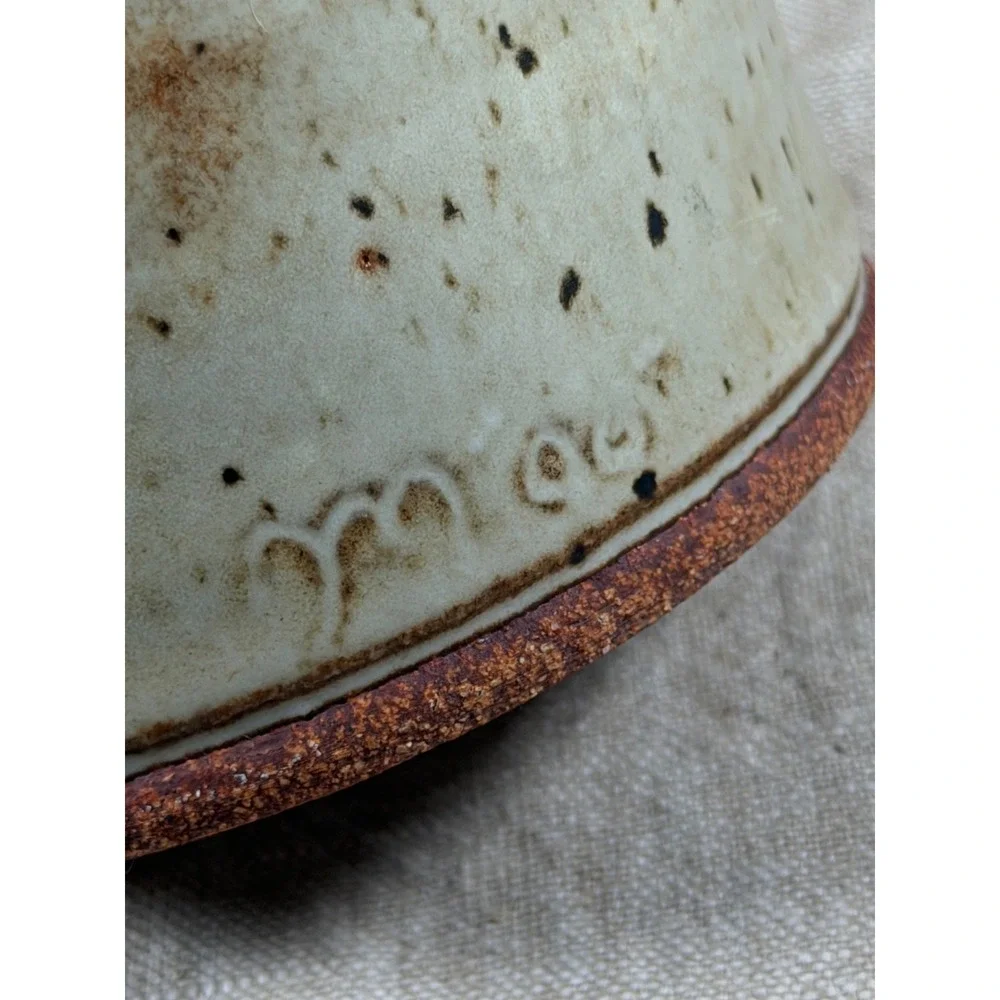 Studio Pottery Canister Good Vintage Signed Stoneware Jar with Cork Stopper